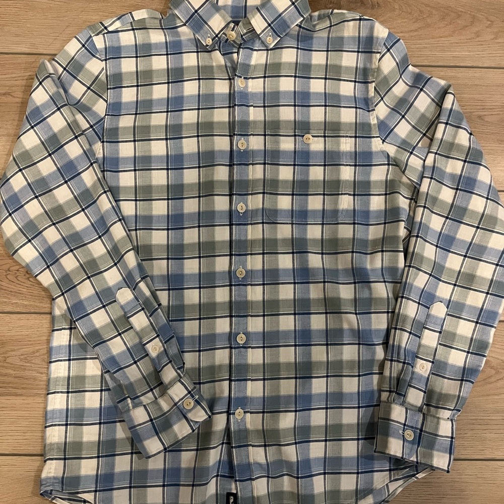 Vineyard Vines Men Small Blue and Cream Long Sleeve Button Down Shirt